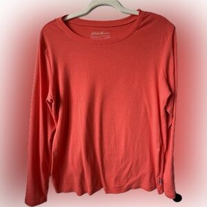 Eddie Bauer Coral Long Sleeve Cotton Tee Women’s XL